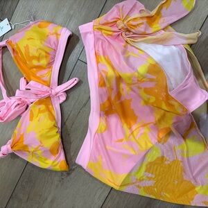 Kids Swimwear Set in Pink and Yellow Floral